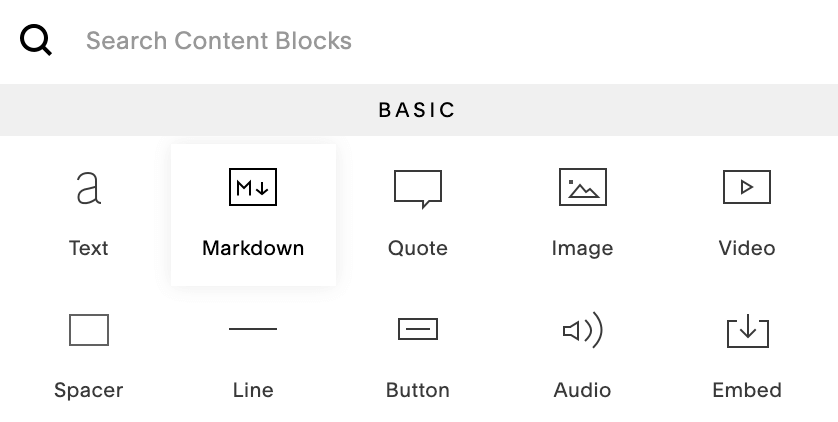 Adding the Markdown block to Squarespace!